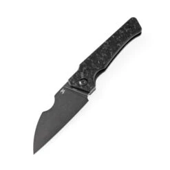 Kansept Egress Folding Knife Black Shredded Carbon Fiber Handle S35VN Plain Edge Black Stonewash Finish K1033B2