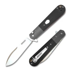 RoseCraft Castorea Folding Knife Black/Grey G10 Handle D2 Spear Point Plain Edge Satin Finish RCM0012-BG