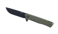 Tekto F1 Alpha Folding Knife Green G10/Carbon Fiber Handle D2 Plain Black Blade