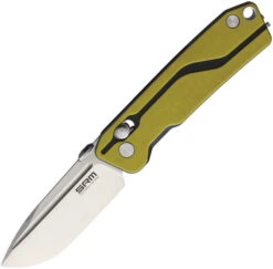 SRM Knives Sanrenmu Folding Knife Yellow/Black G10 Scaled Handle D2 Plain Edge Brush Finish 7228