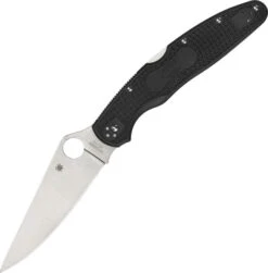Spyderco Police Model 4 Lock Back Knife Black FRN Handle Satin Plain Edge C07PBK4