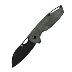 Kansept Model 6 Folding Knife Green Micarta Handle 154CM Plain Edge Black Stonewash Finish T1022A2