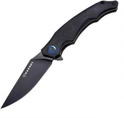 Harnds Wolverine Flipper Knife Black G-10 Handle Plain Black Ti Blade CK9172BK-BT