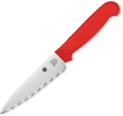 Spyderco Paring Kitchen Knife Red Poly Handle MBS26 Spyderedge K05SRD