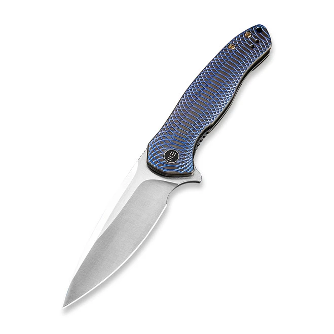 WE Knife Kitefin Frame Lock Knife Blue + Black Titanium Handle Plain S35VN Blade 2001D