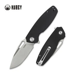 Kubey Tityus Folding Knife Black G10 Handle D2 Plain Edge Bead Blast Finish KU322A