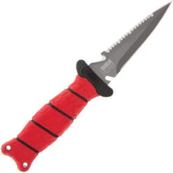 Bubba Blade Pointed Dive Fixed Blade Knife Red Synthetic Handle Marine-Grade Stainless Blade Serrated Edge 1107806
