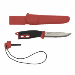 Mora Companion Spark Fixed Blade Knife Black Red Handle Plain Edge Sheath 13571