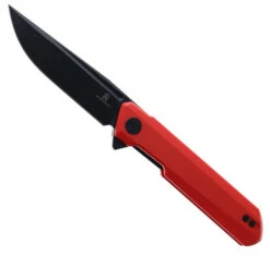 Bestechman Dundee Folding Knife Red G10 Handle D2 Plain Black Blade BMK01L