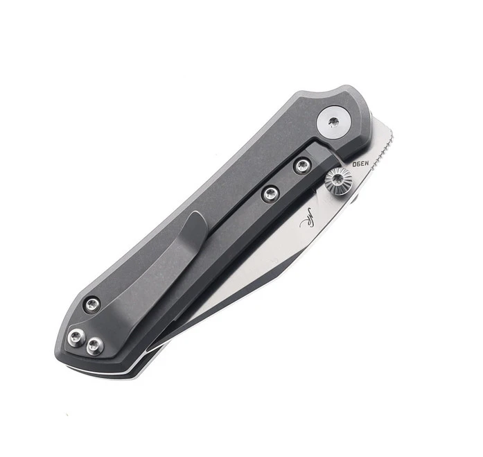 (Stripped Pivot Screw) Returned Bestech Icarus Folding Knife Dark Stonewash Titanium Handle M390 Plain Edge Satin Finish BT2302C 4 (Stripped Pivot Screw) Returned Bestech Icarus Folding Knife Dark Stonewash Titanium Handle M390 Plain Edge Satin Finish BT2302C - Image 4