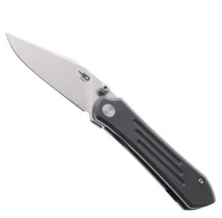 (Stripped Pivot Screw) Returned Bestech Icarus Folding Knife Dark Stonewash Titanium Handle M390 Plain Edge Satin Finish BT2302C