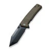 Civivi Bhaltair Folding Knife Green Burlap Micarta Handle 14C28N Tanto Plain Black Blade C23024-3
