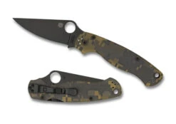 Spyderco ParaMilitary 2 Black Blade Plain Edge Folding Knife S45V Digi Camo G10 Handle C81GPCMOBK2