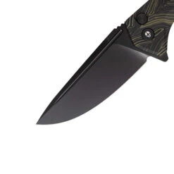 Tekto F3 Charlie Button Lock Folding Knife Green/Black Gmascus Handle D2 Drop Point Plain Black Blade -Sharp Knife Shop GIM 6 80789.1686842129