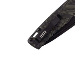Tekto F3 Charlie Button Lock Folding Knife Green/Black Gmascus Handle D2 Drop Point Plain Black Blade -Sharp Knife Shop GIM 8 27749.1686842129