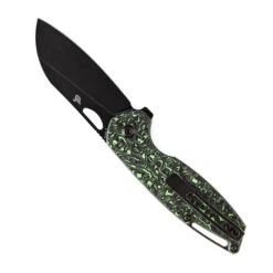 Kansept Model 6 Folding Knife Green Carbon Fiber Handle 20CV Plain Edge Black Stonewash Finish K1022A5 -Sharp Knife Shop K102A 2 05939.1692896180