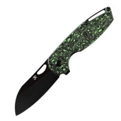 Kansept Model 6 Folding Knife Green Carbon Fiber Handle 20CV Plain Edge Black Stonewash Finish K1022A5