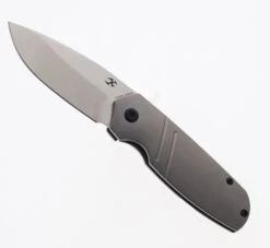 Kansept Turaco Folding Knife Bead Blast Titanium Handle S35VN Plain Edge Satin Finish K2049A1