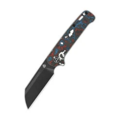 QSP Penguin Slip Joint Folding Knife Black/Red/Blue Carbon Fiber Handle 20CV Plain Black Blade QS130SJ-F2
