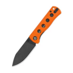 QSP Canary Liner Lock Folding Knife Orange G10 Handle 14C28N Plain Black Blade QS150-B2