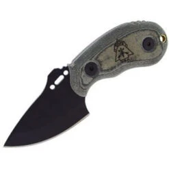 TOPS Wolf Pup Fixed Knife Black Carbon Steel Blade Plain Edge Micarta Handle