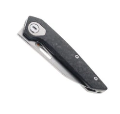 Bestech VK-Void Folding Knife White Bead Blast/Stonewash Titanium/Carbon Fiber Handle Elmax Plain Edge Stonewash Finish BT2305B -Sharp Knife Shop VK VOID BT2305B 01 52011.1687279664