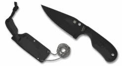 Spyderco Subway Bowie Fixed Blade Knife Black FRN Handle LC200N Plain Black Blade FB48PBBK