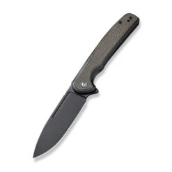 Discontinued Civivi Voltaic Folding Knife Black Stainless Steel/Green Micarta Handle 14C28N Drop Point Plain Edge Silver Black Stonewash Finish C20060-3